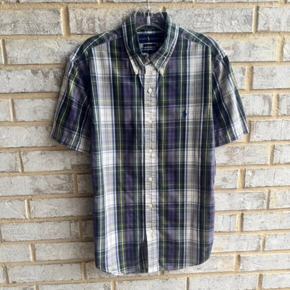 Ralph Lauren Short Sleeve Plaid Button Up Shirt Men's Size M - Picture 2 of 8